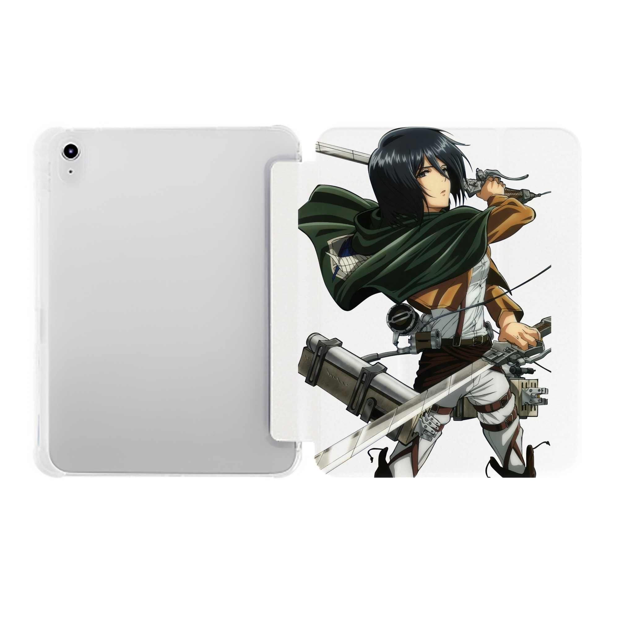 （画像用） 進撃の巨人 ミカサ·アッカーマン Attack on Titan Mikasa Ackerman IPad ケース ペン収納付き 三つ折りスタンド PUレザー×シリコン 対応機種9.5/10.5/10.9インチ
